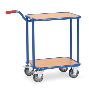 Fetra Griffroller mit 2 Holzplattformen Tragkraft 250 kg Ladefläche 600 x 450 mm RAL 5007 Brillantblau
