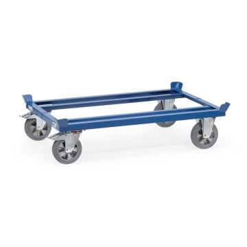 Fetra Paletten-Fahrgestell 1200 kg, 1210 x 810 mm, Elastic-Vollgummiräder, RAL 5007 Brillantblau